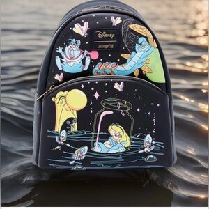 NEW Loungefly Disney ALICE In WONDERLAND Floating Bottle Glow-In-Dark Backpack